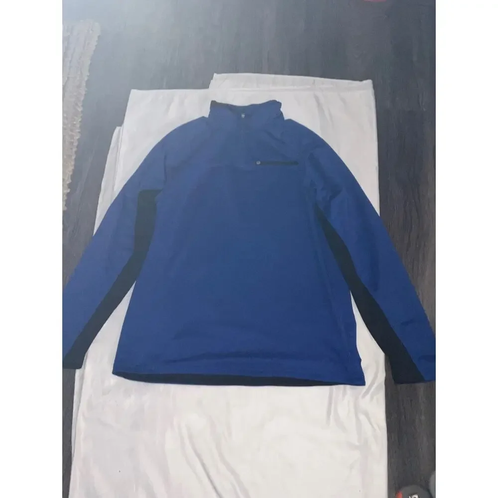 FILA Athletic Performance 1/4 Zip Long Sleeve Dri-Fit Jacket L Blue Activewear